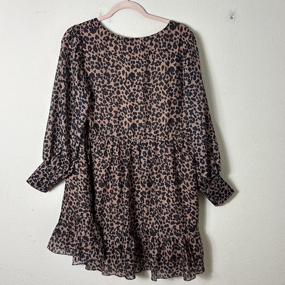 Lulus Rock It Out Brown and Black Leopard Print Babydoll Dress size Medium - Picture 9 of 13